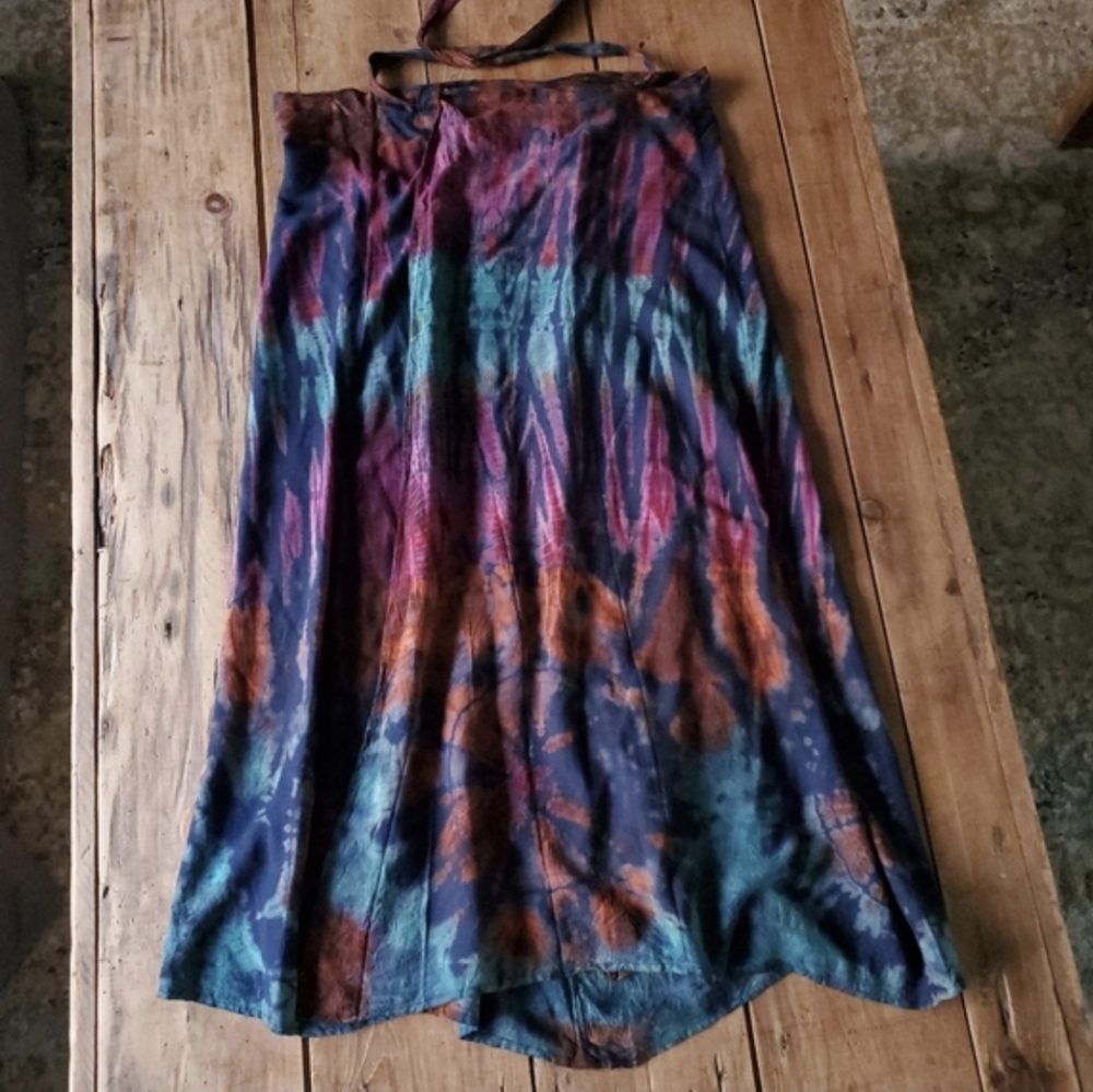 Gypsy Rose Tie Dye Wrap Maxi Flowy Boho Gypsy Festival Summer Skirt